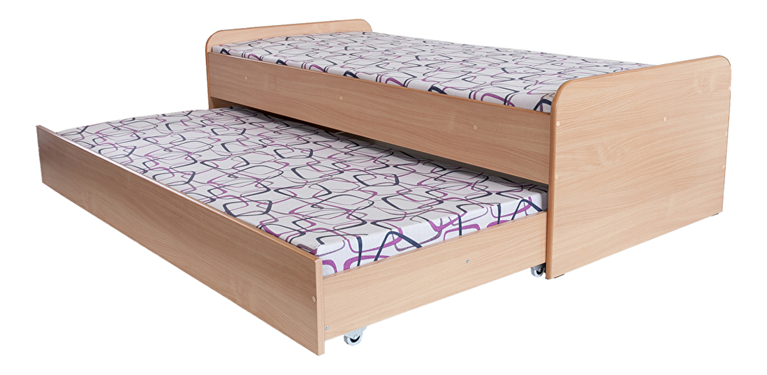 Jednolôžková posteľ 90 cm BRW Nika (biela + fialová) (s roštami a matracmi)