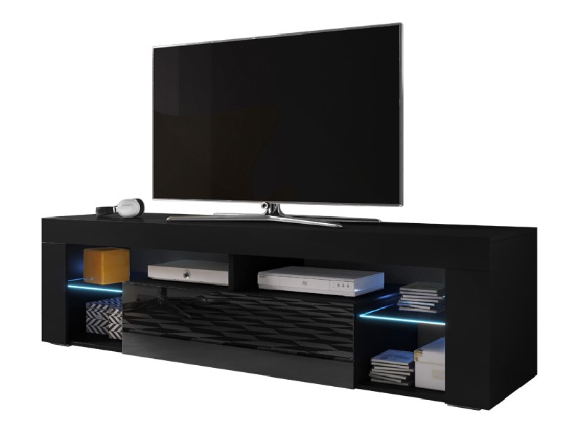 TV stolík/skrinka Everest (čierny lesk + čierna matná) *výpredaj