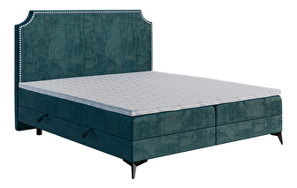 Manželská posteľ Boxspring 180 cm Lexa (morská) (s matracom a úl. priestorom)