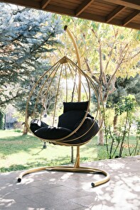 Záhradná hojdacia stolička Druket (zlatá + čierna)
