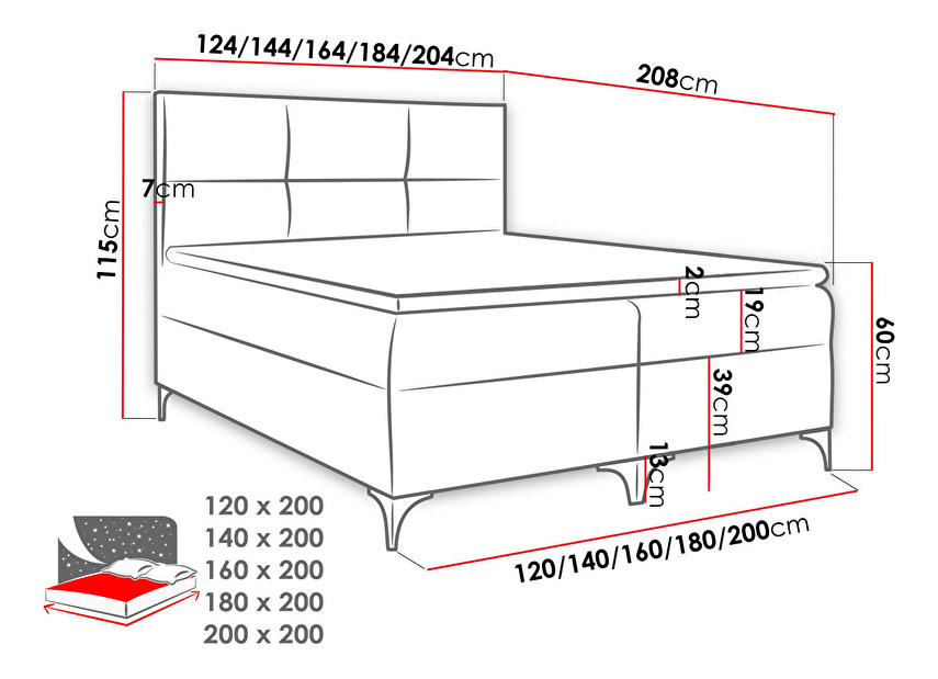 Manželská posteľ 120 cm Bella (krémová ) (s roštom, matracom a úl. priestorom)
