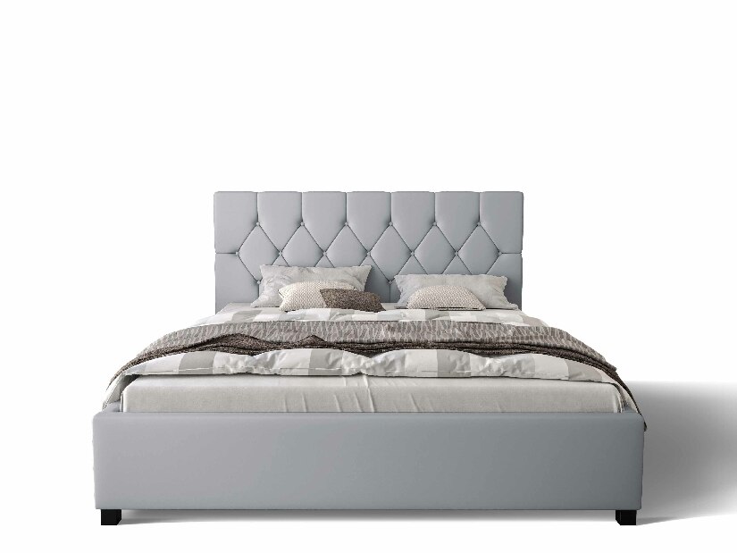 Manželská posteľ 140 cm Sylvie (sivá) (s roštom a úložným priestorom)