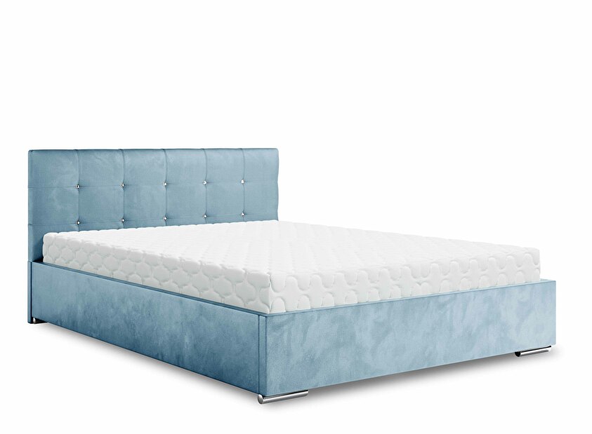Manželská posteľ 160 cm Lonnie (modrá) (s roštom a úložným priestorom)