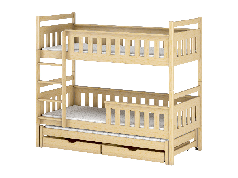 Detská posteľ 90 x 190 cm KARLA (s roštom a úl. priestorom) (borovica)