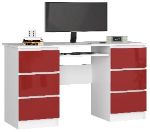 PC stolík Behati (biela + červený lesk)