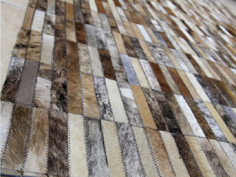 Kožený koberec TYP 05 (hovädzia koža + vzor patchwork) (120 x 180 cm) *výpredaj