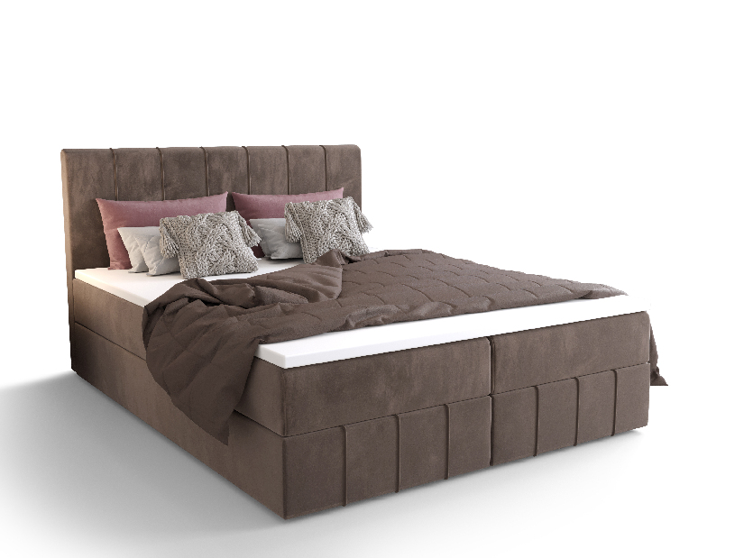 Manželská posteľ Boxspring 180 cm Barack Comfort (hnedá) (s matracom a úložným priestorom)