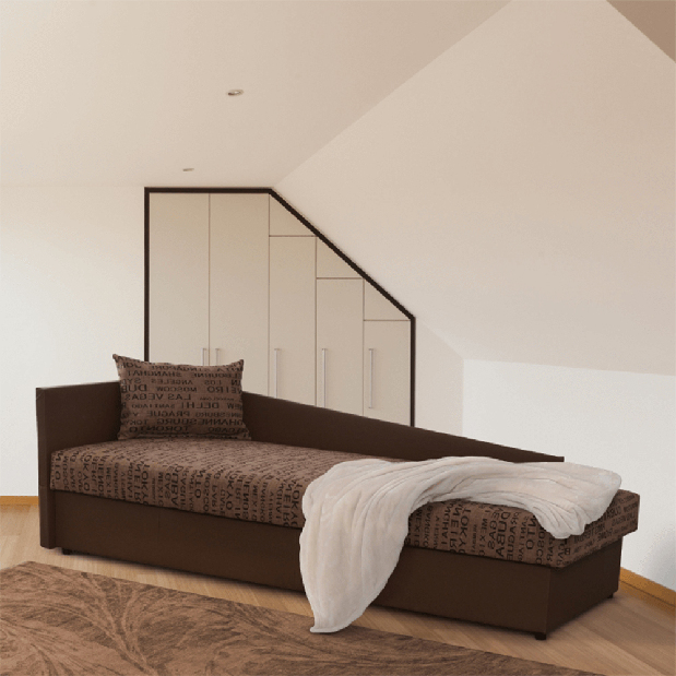 Jednolôžková posteľ (váľanda) 80 cm Jeannine (hnedá) (s úl. priestorom) (L) *výpredaj