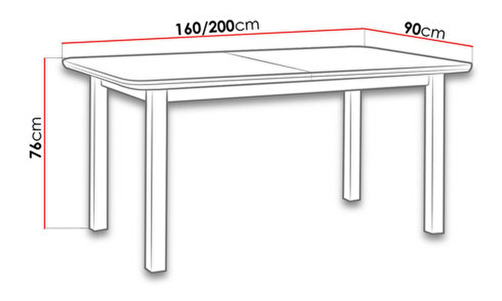 Rozkladací stôl 90 x 160/200 V S Lima (Orech)