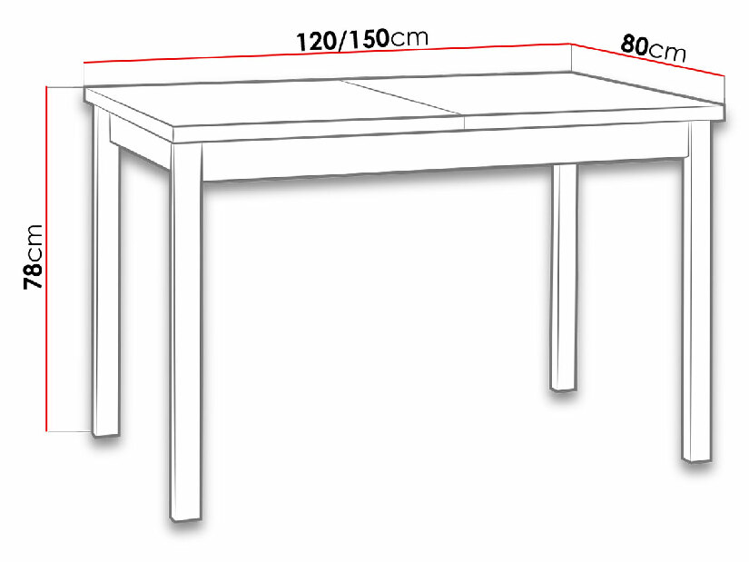 Jedálenský stôl Diesel 80 x 120/150 L (pre 4 až 6 osôb) (biela + čierna) *bazár