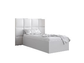 Jednolôžková posteľ s čalúneným čelom 90 cm Brittany 4 (biela matná + biela) (s roštom)