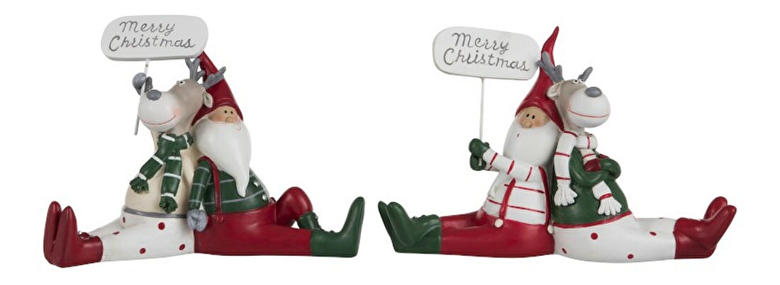 Figurína Jolipa Vianočná postavička Christmas Spirit (21x7x18cm) (Zelená + Červená) (2ks)