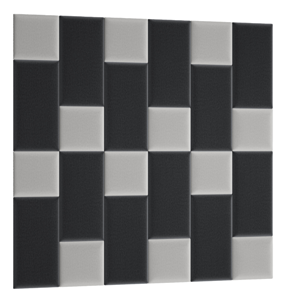 Set 24 čalúnených panelov Quadra 180x180 cm (svetlosivá + tmavosivá)