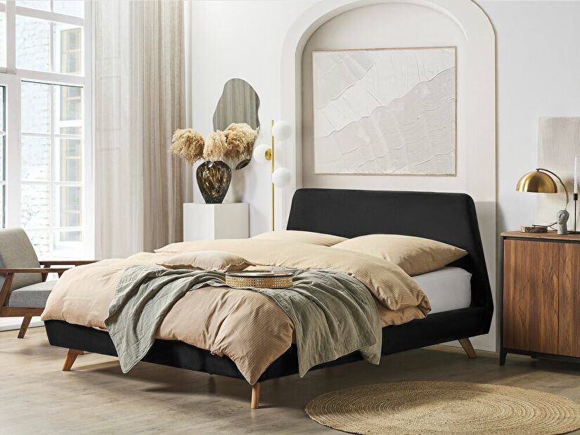 Manželská posteľ 160 cm VENITO (s roštom) (čierna)
