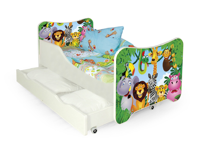 Jednolôžková posteľ Gerard Jungle (s roštom a matracom) (vzor džungľa) *výpredaj