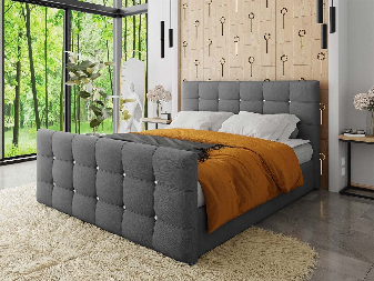 Manželská posteľ 180 cm Aqua (sivá ) (s roštom, matracom a úl. priestorom)