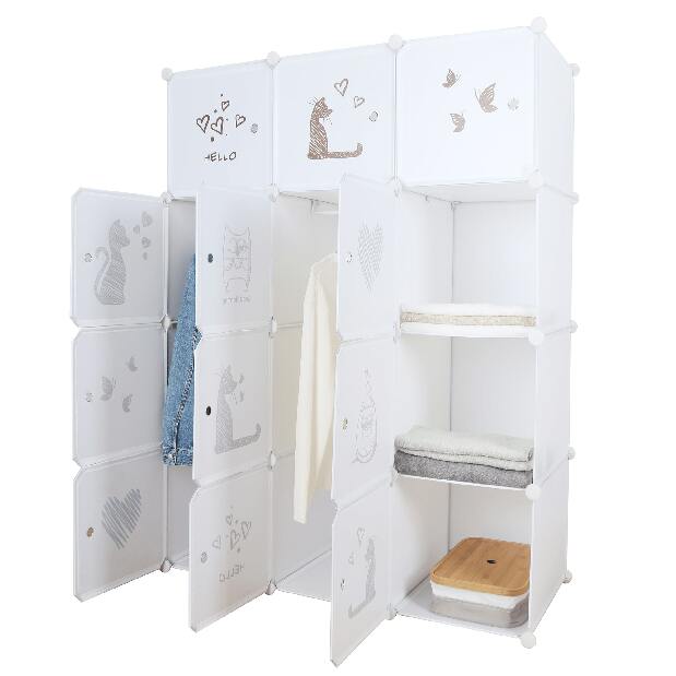 Detská modulárna skriňa Atlas (biela + hnedá) *výpredaj