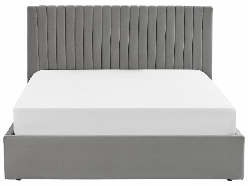 Manželská posteľ 160 cm Vakarine (sivá) (s roštom a úložným priestorom)