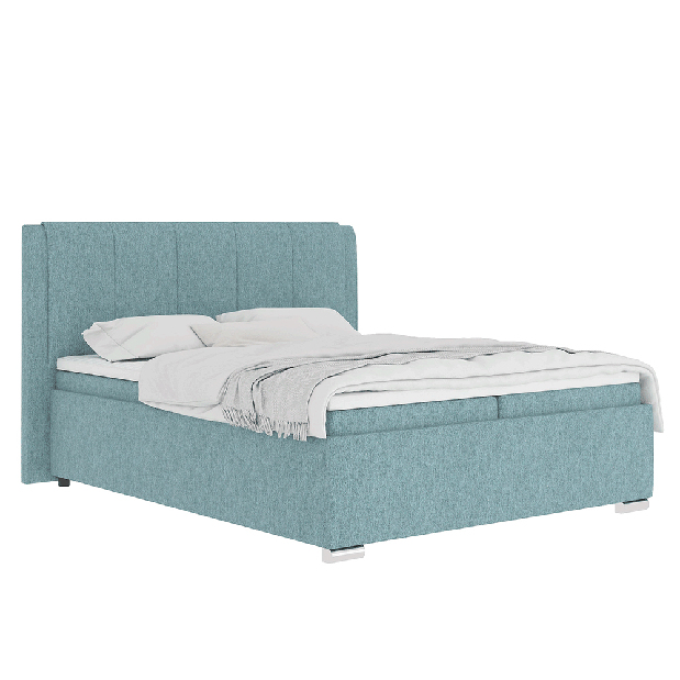 Manželská posteľ Boxspring 160 cm Larienna (mentolová) (s matracom a úl. priestorom)