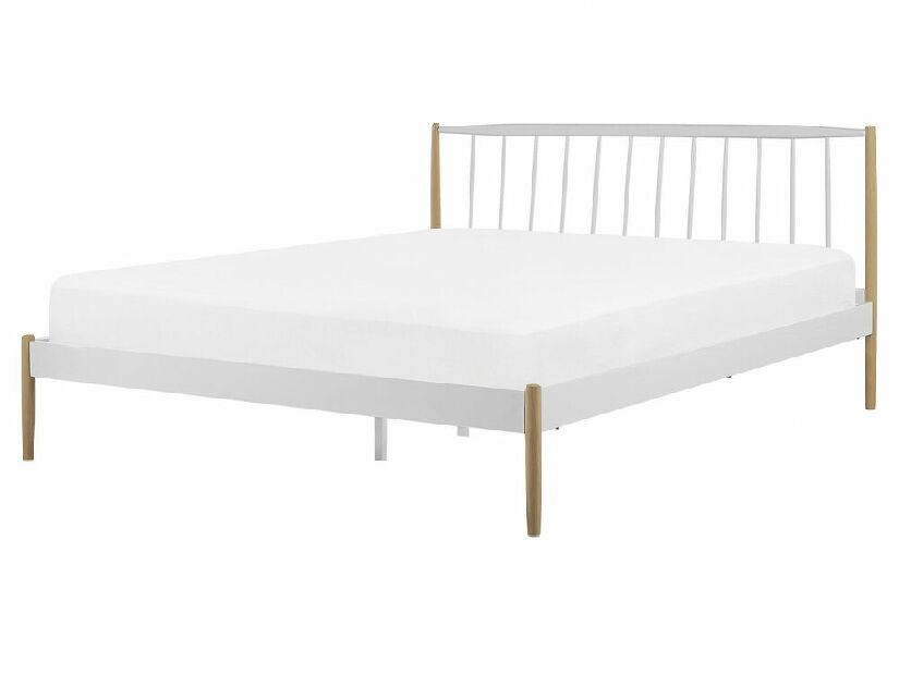 Manželská posteľ 160 cm MARES (s roštom) (biela)