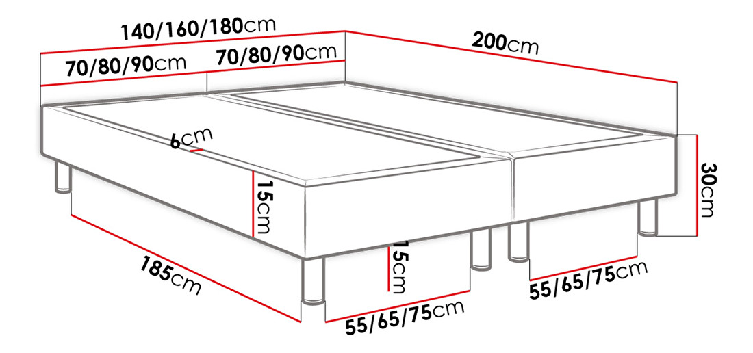 Kontinentálna posteľ 180x200 cm Koay Plus Box (sivá) *výpredaj