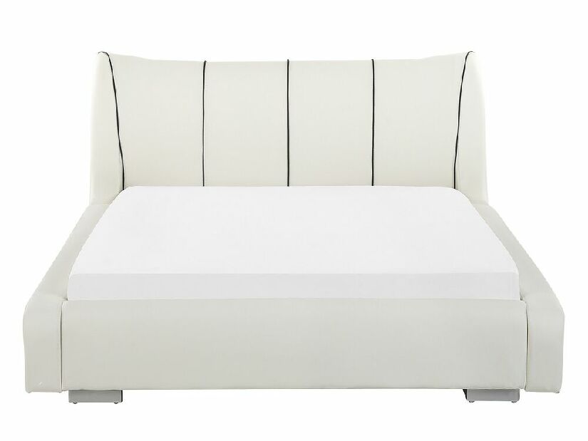 Manželská posteľ 140 cm NICE (s roštom a LED osvetlením) (biela)