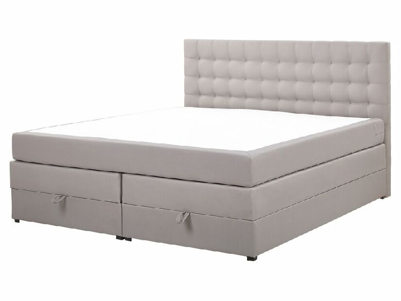 Kontinentálna posteľ 160 cm MAGNEZ (sivá) (s matracom a úložným priestorom)