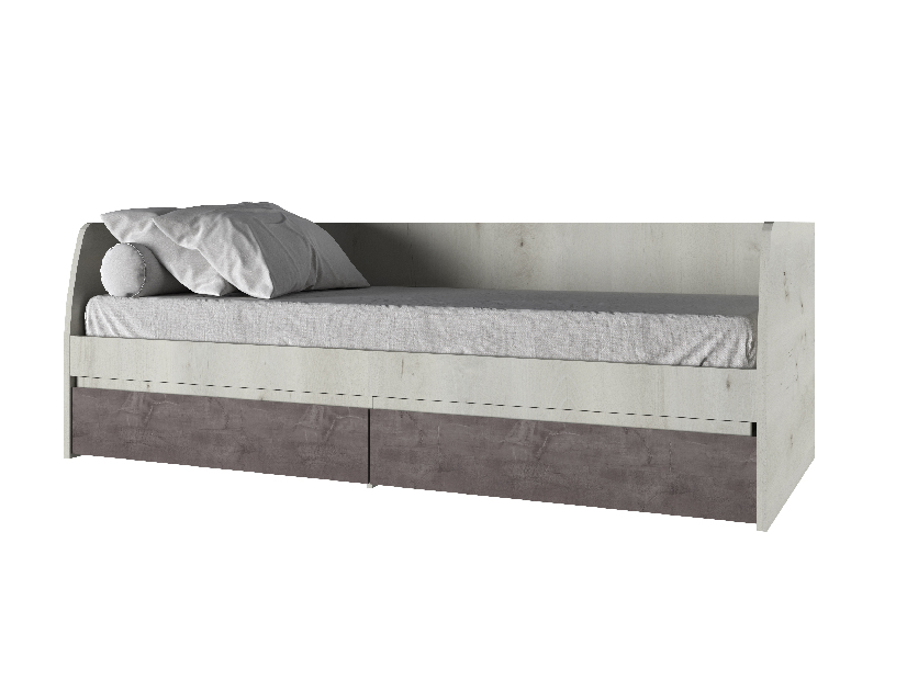 Jednolôžková posteľ 90 cm Norine (jelša polárna + onyxová) (s roštom)