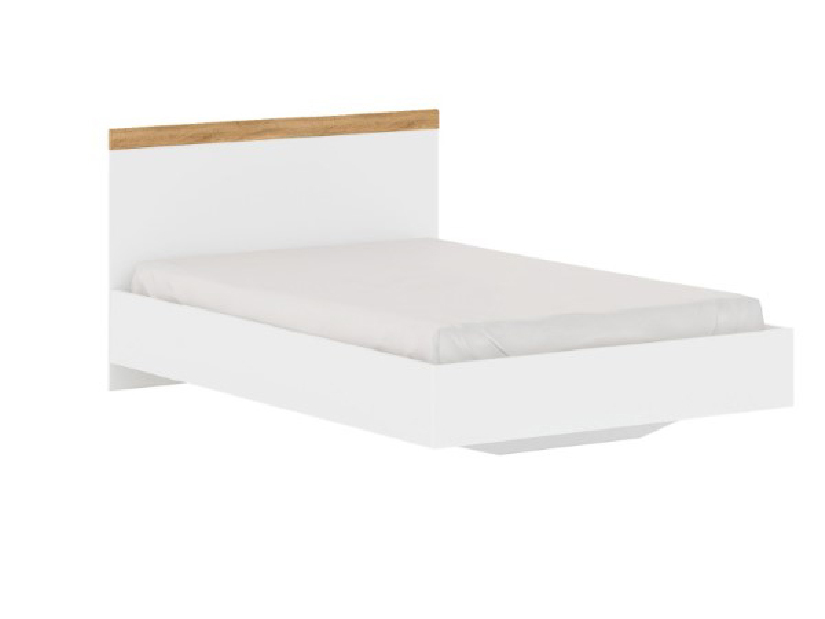Manželská posteľ 120 cm Vina (biela + dub wotan) (bez roštu a matraca)