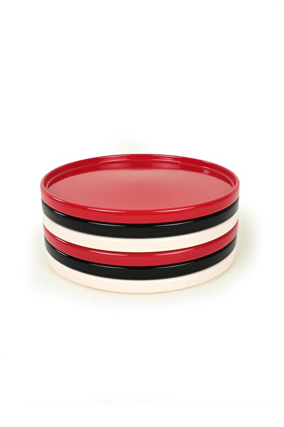 Sada plytkých tanierov (6 ks.) Smooth (čierna + červená + biela)