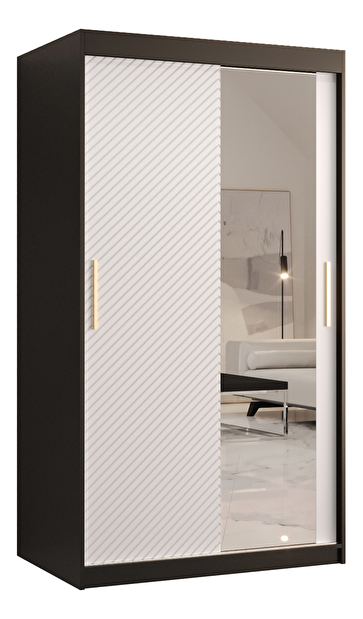 Šatníková skriňa so zrkadlom 100 cm Riana Slimo 2 100 (čierna + biela matná)