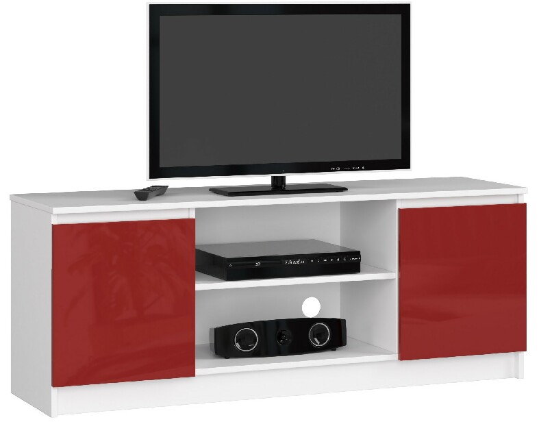 TV stolík Dariel (biela + červený lesk)