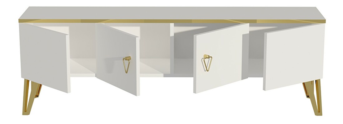 TV stolík/skrinka Capari (Biela + Zlatá)