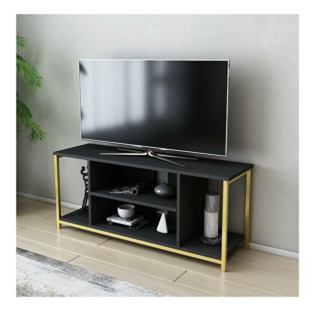 TV stolík/skrinka Hella (čierna + zlatá)