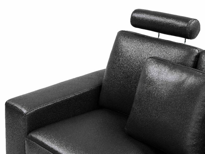 Kožená rohová sedačka SILKEBORG (čierna) (P)