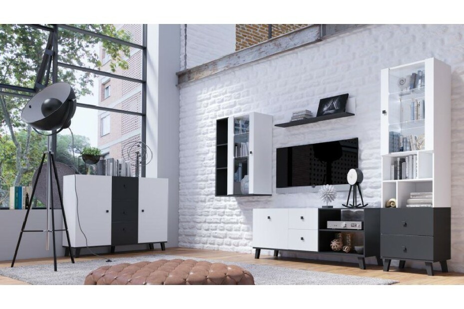 TV stolík/skrinka Milcombe M4 (biela + čierna)