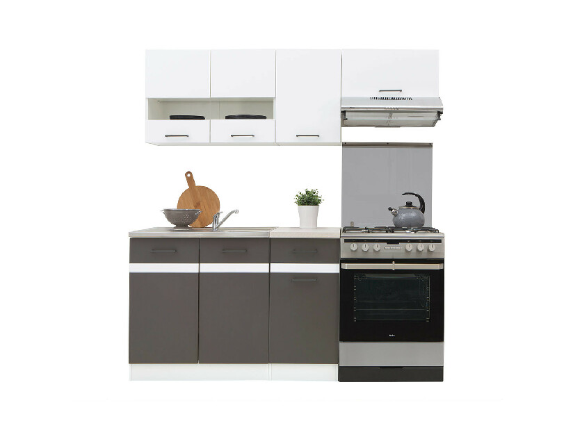 Kuchyňa BRW Junona line 180 cm (biely lesk + sivý wolfram + biela) *výpredaj