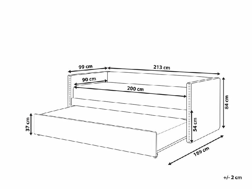 Jednolôžková posteľ 200 x 90 cm Tish (sivá) (s roštom)