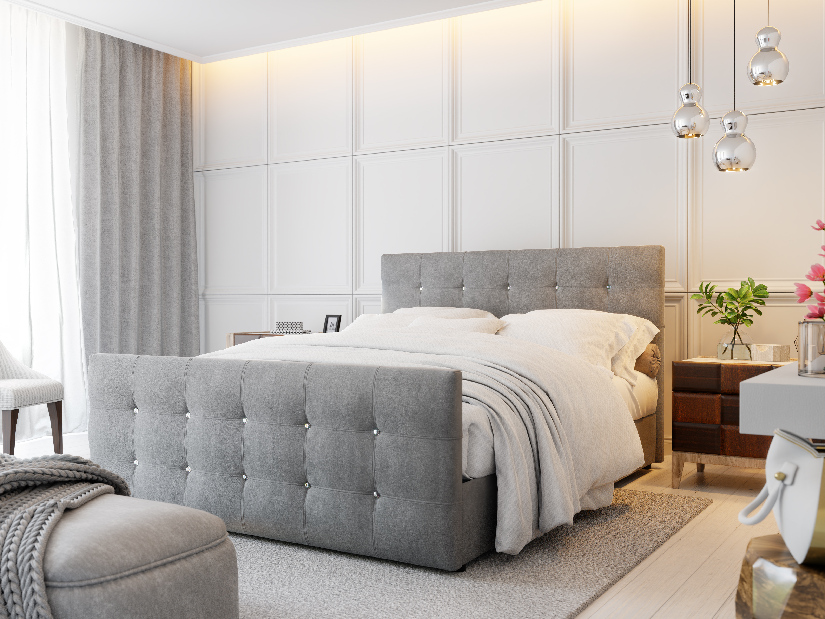 Manželská posteľ 140 cm Futura Kloe (s matracom a roštom) (sivá) 