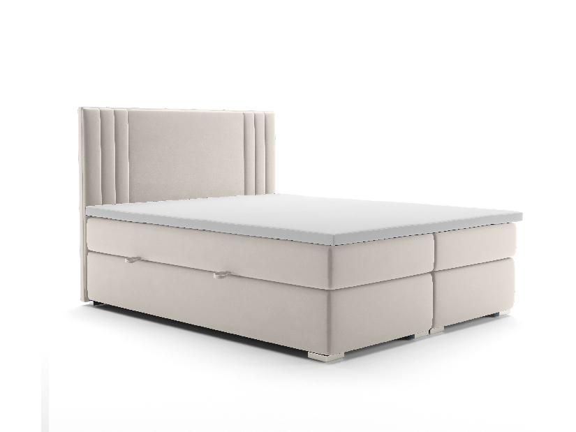 Kontinentálna posteľ 160 cm Morcano (krémová) (s úložným priestorom)
