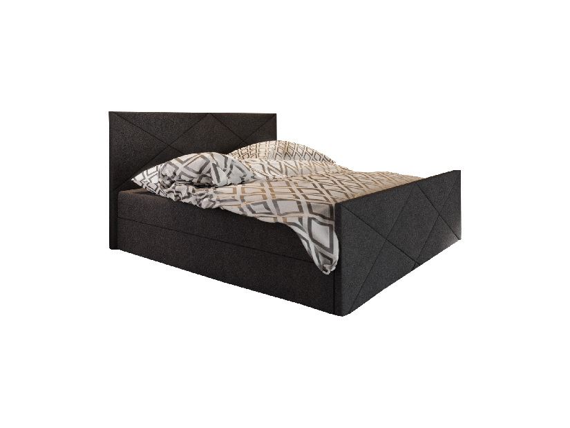 Manželská posteľ Boxspring 200 cm Milagros 4 (čierna) (s matracom a úložným priestorom)