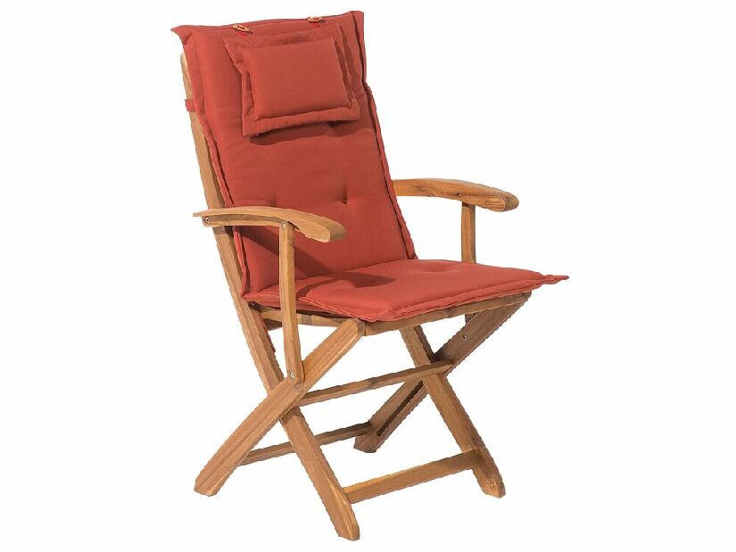 Set 2 ks. záhradných stoličiek MALI (svetlé drevo + oranžová)