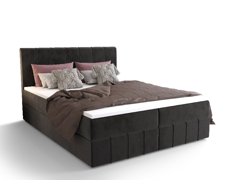 Manželská posteľ Boxspring 140 cm Barack (čierna) (s matracom a úložným priestorom)