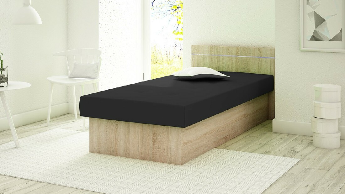 Jednolôžková posteľ 80 cm Nikroguta Bis (dub sonoma + čierna) *výpredaj