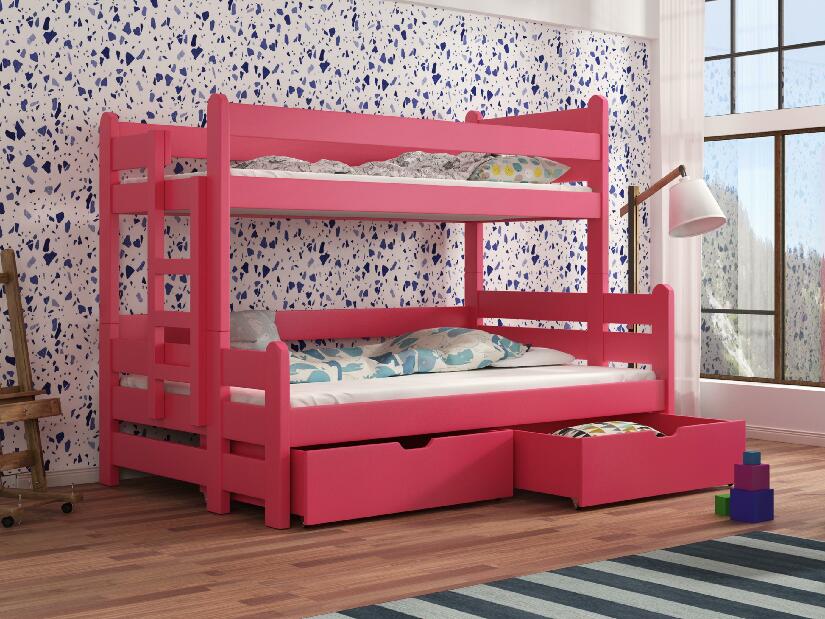 Detská poschodová posteľ 90 cm Bivi (ružová)