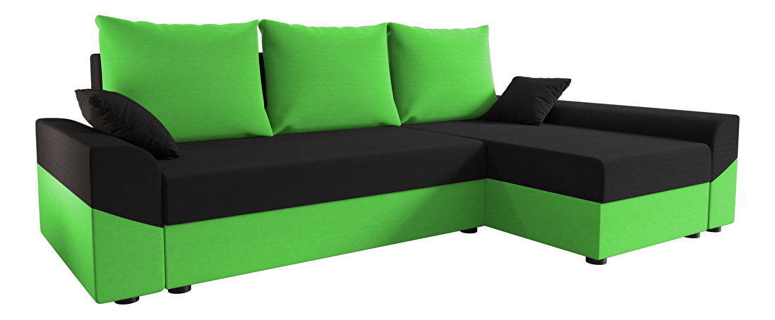 Rohová sedacia súprava Dusk L (zelená + čierna) (P)