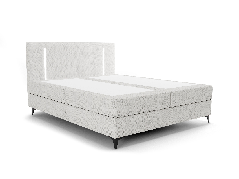 Manželská posteľ 140 cm Ortega Bonell (sivá) (s roštom, s úl. priestorom) (s LED osvetlením)