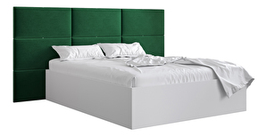 Manželská posteľ s čalúneným čelom 160 cm Brittany 2 (biela matná + zelená) (s roštom)