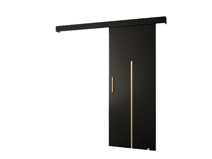 Posuvné dvere 90 cm Sharlene X (čierna matná + čierna matná + zlatá)