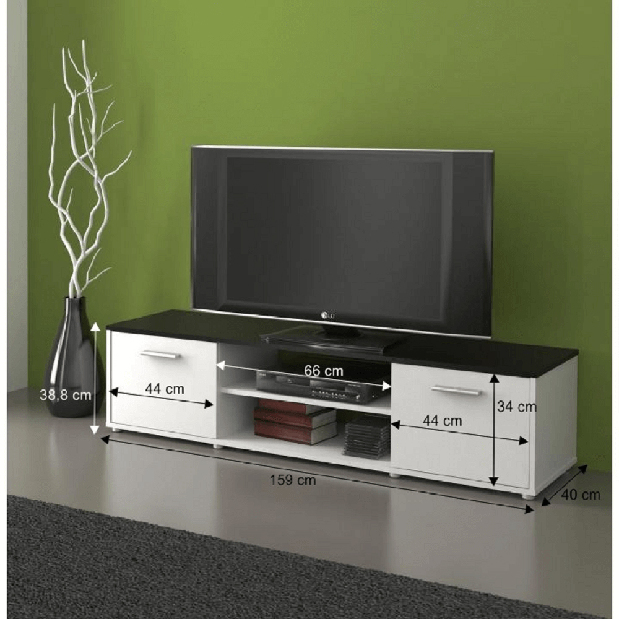 TV stolík/skrinka Zelia (čierna+biela)